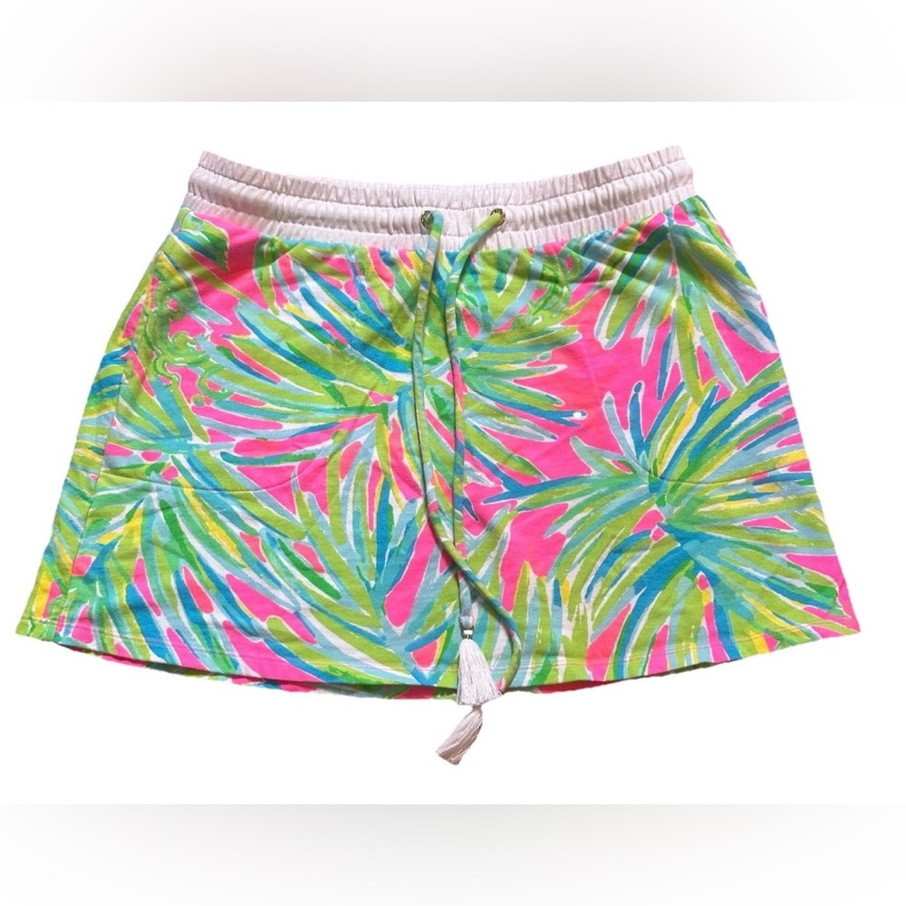 LILLY PULITZER S Zia Mini Skirt Royal Lime Print Tiki Pink Pockets French Terry